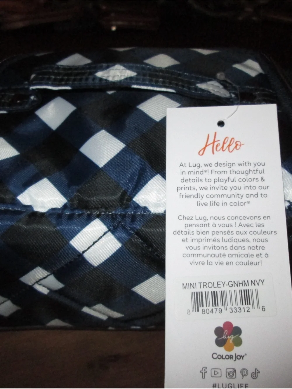 lug Navy and White Check Cosmetic Bag